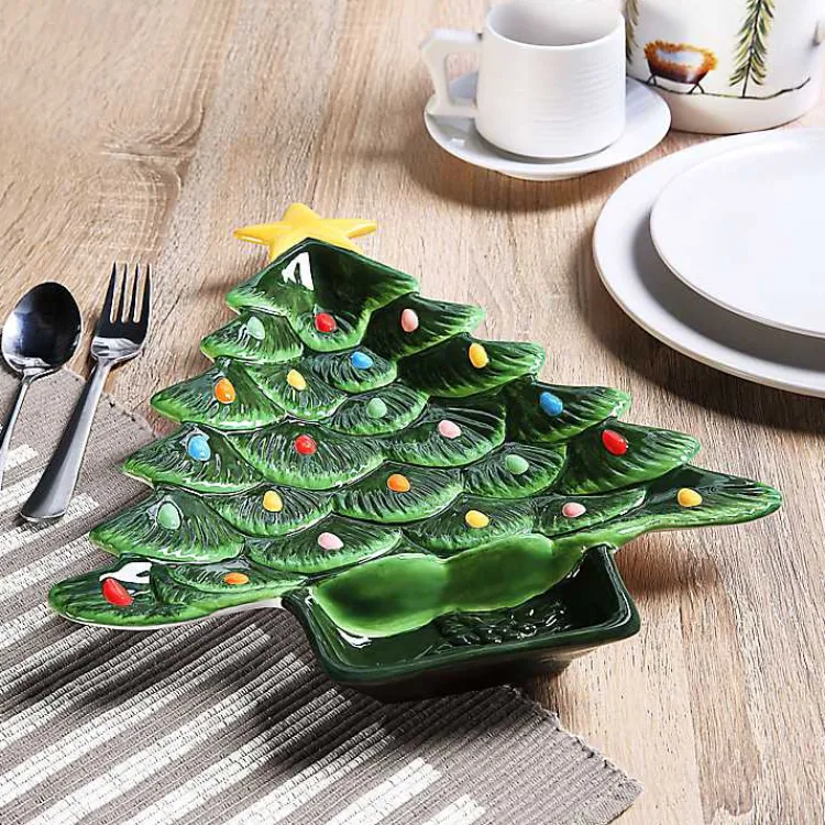 Kirklands Home Christmas Tree Serving Platter Green Outlet