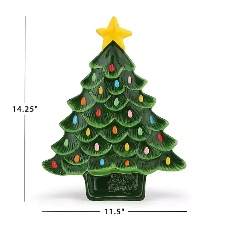 Kirklands Home Christmas Tree Serving Platter Green Outlet