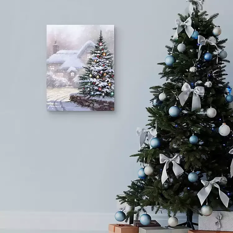 Christmas Art & Wall Decor>Kirklands Home Christmas Tree Snowy Lane Canvas Art Print