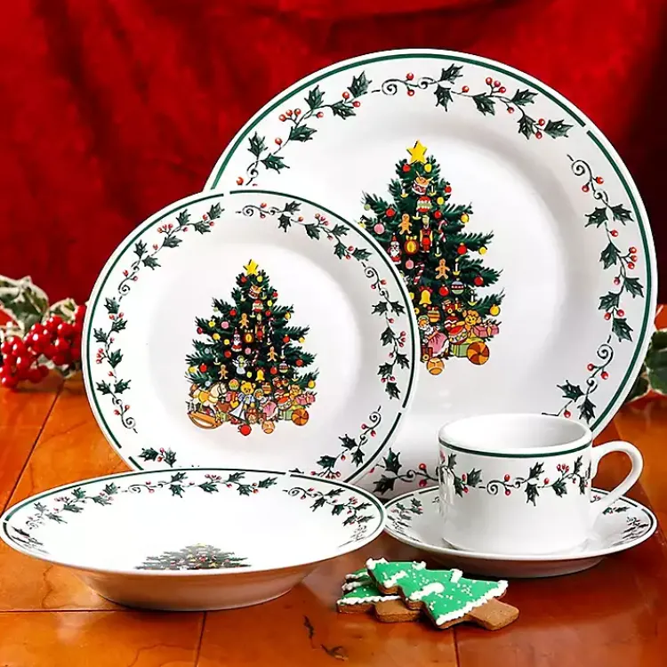 Christmas Dining & Entertaining>Kirklands Home Christmas Tree Trimming 16-pc. Dinnerware Set