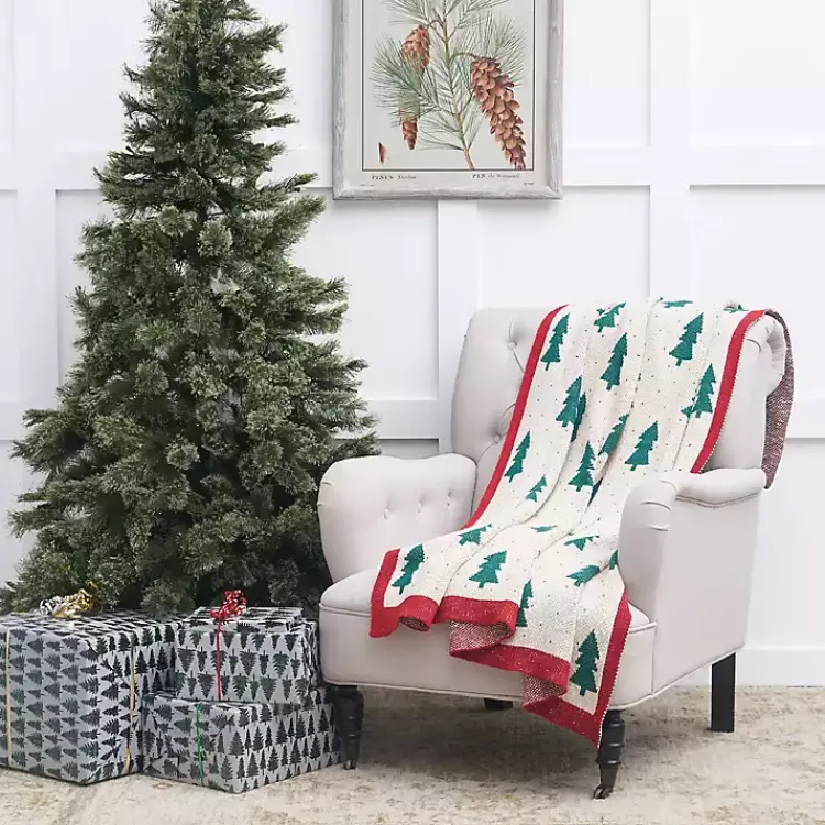 Blankets & Throws>Kirklands Home Christmas Trees Dotted Throw