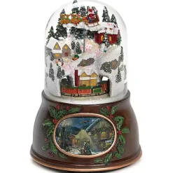 Christmas Decorations>Kirklands Home Christmas Village and Train Musical Glitter Dome Multi