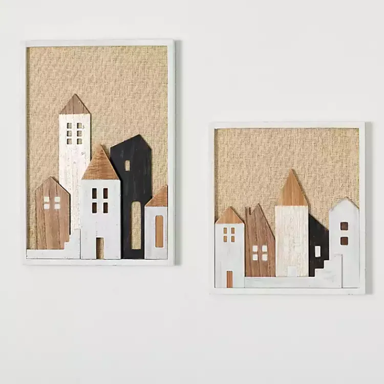 Christmas Art & Wall Decor>Kirklands Home Christmas Village Framed Wall Plaques, Set of 2