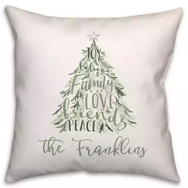 Christmas Pillows>Kirklands Home Christmas Word Personalized Indoor Outdoor Pillow White