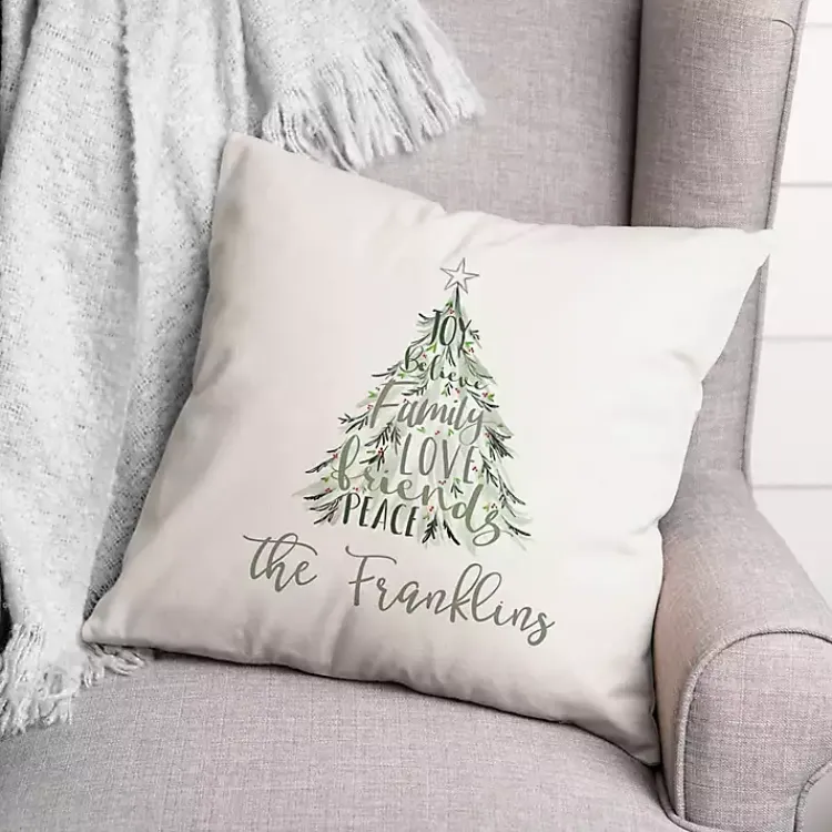 Christmas Pillows>Kirklands Home Christmas Word Personalized Indoor Outdoor Pillow White