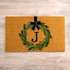 Kirklands Home Christmas Wreath Monogram J Doormat New
