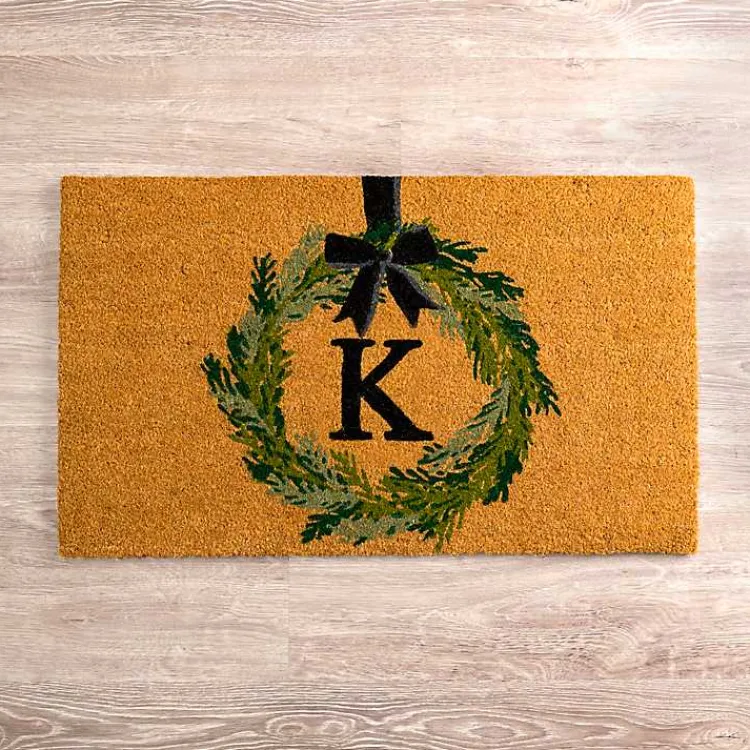 Kirklands Home Christmas Wreath Monogram K Doormat Best