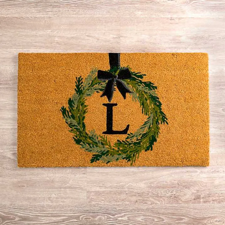 Kirklands Home Christmas Wreath Monogram L Doormat Best