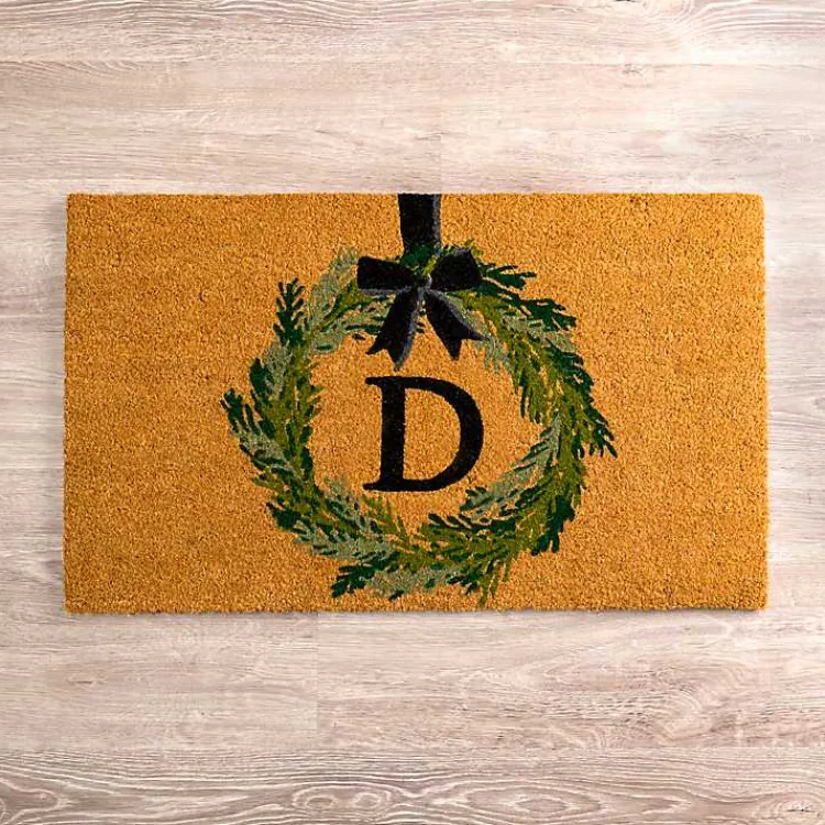 Kirklands Home Christmas Wreath Monogram D Doormat Outlet