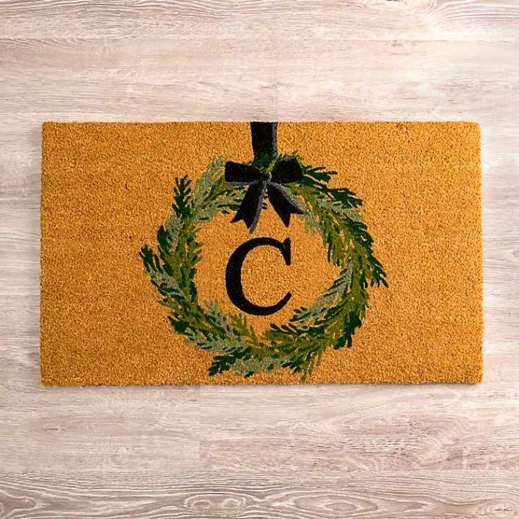 Kirklands Home Christmas Wreath Monogram C Doormat Discount