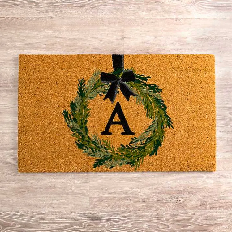 Kirklands Home Christmas Wreath Monogram A Doormat Clearance