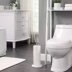 Kirklands Home Chrome and White Marble Toilet Paper Holder