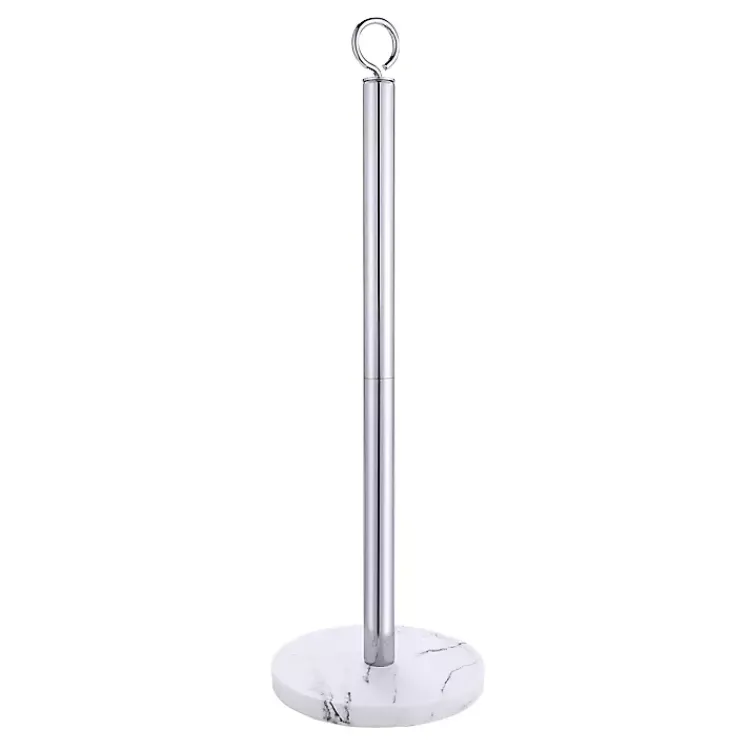 Kirklands Home Chrome and White Marble Toilet Paper Holder