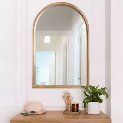 Kirklands Home Ciarra Natural Wood Arch Wall Mirror Discount