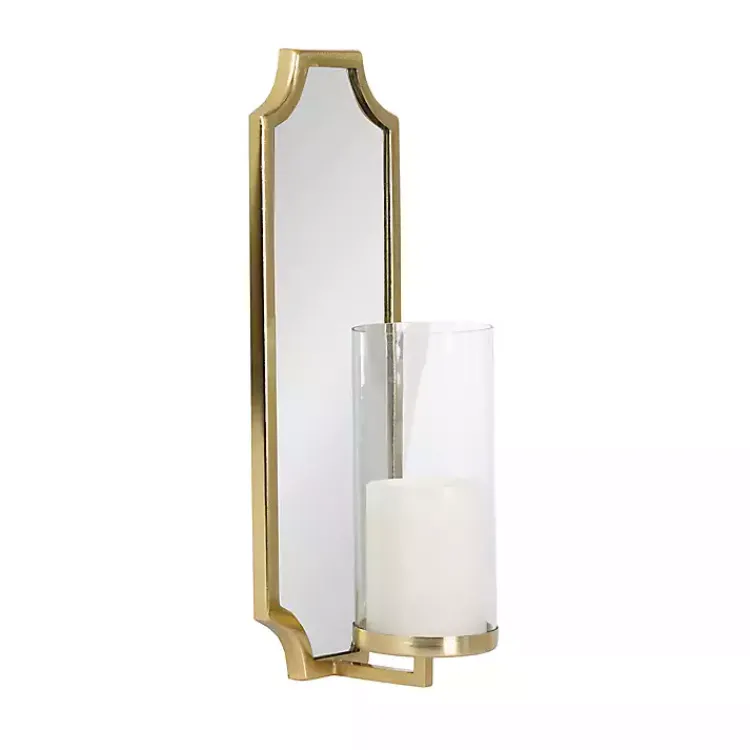 Sconces>Kirklands Home Ciel Mirrored Pillar Candle Sconce Gold