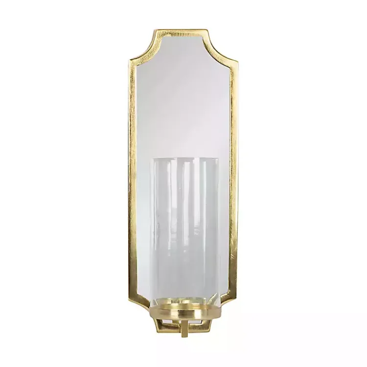 Sconces>Kirklands Home Ciel Mirrored Pillar Candle Sconce Gold
