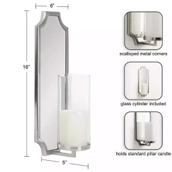 Sconces>Kirklands Home Ciel Mirrored Pillar Candle Sconce Silver