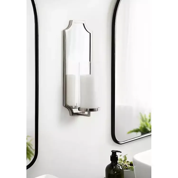 Sconces>Kirklands Home Ciel Mirrored Pillar Candle Sconce Silver