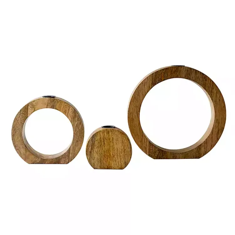 Candle Holders>Kirklands Home Circle Mango Wood Taper Candle Holders, Set of 3 Brown