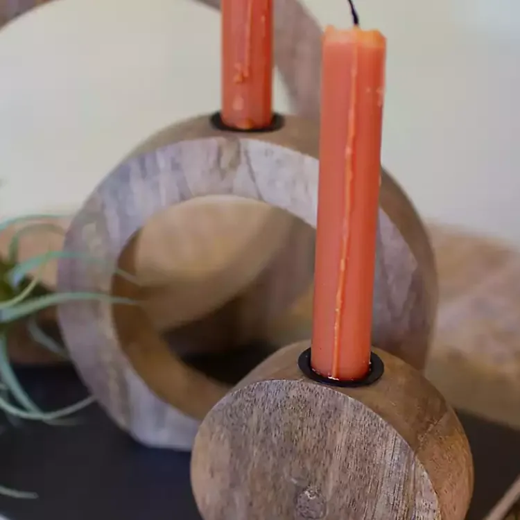 Candle Holders>Kirklands Home Circle Mango Wood Taper Candle Holders, Set of 3 Brown