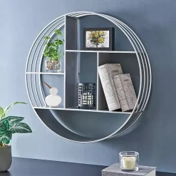 Kirklands Home Circular Open Sides Floating Shelf Silver New