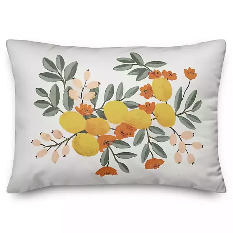 Kirklands Home Citrus Botanical Outdoor Lumbar Pillow Multi Hot