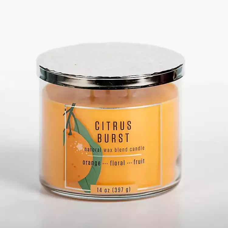 Candles>Kirklands Home Citrus Burst 14 oz. Triple Wick Jar Candle Orange