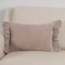 Pillows>Kirklands Home Clara Velvet Ruffle Lumbar Pillow Gray