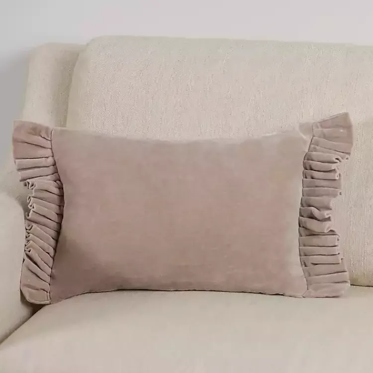 Pillows>Kirklands Home Clara Velvet Ruffle Lumbar Pillow Gray