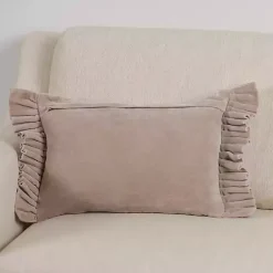 Pillows>Kirklands Home Clara Velvet Ruffle Lumbar Pillow Gray