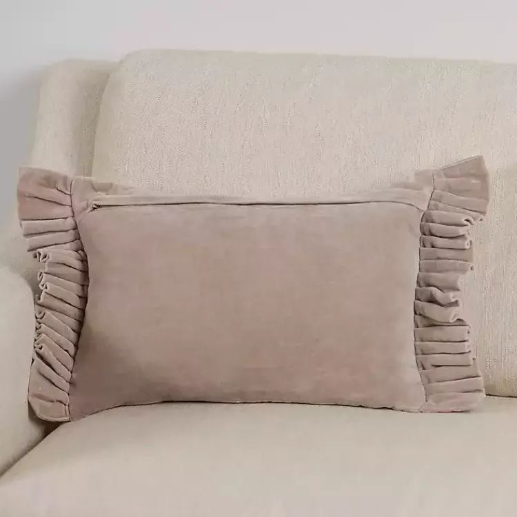 Pillows>Kirklands Home Clara Velvet Ruffle Lumbar Pillow Gray