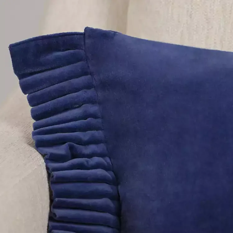 Pillows>Kirklands Home Clara Navy Velvet Ruffle Lumbar Pillow Blue