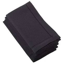 Kirklands Home Classic Hemstitch Boarder Napkins, Set of 4 Black Clearance
