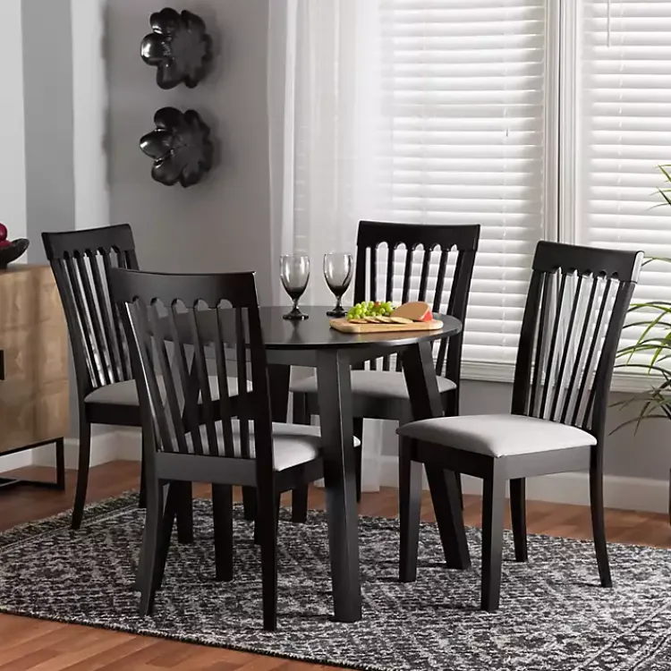 Kirklands Home Classic Black Round Wood 5-pc. Dining Set Gray Discount
