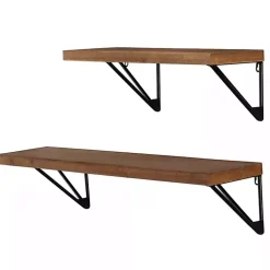 Kirklands Home Classic Brown Wood Wall Shelves, Set of 2 Sale