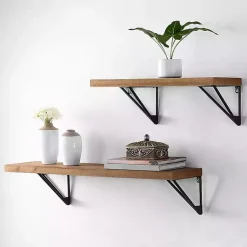 Kirklands Home Classic Brown Wood Wall Shelves, Set of 2 Sale