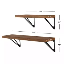 Kirklands Home Classic Brown Wood Wall Shelves, Set of 2 Sale