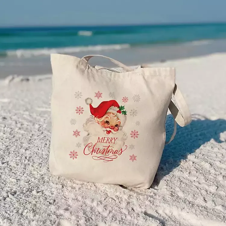 Christmas Decorations>Kirklands Home Classic Santa Canvas Tote Bag