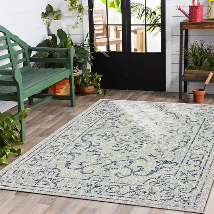Kirklands Home Classicism Sun Shower Outdoor Area Rug, 5x8 New