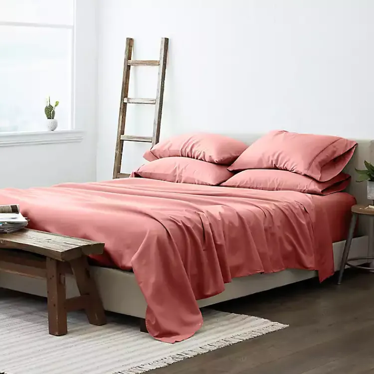 Kirklands Home Clay Solid 6-pc. Twin Sheet Set Orange Outlet