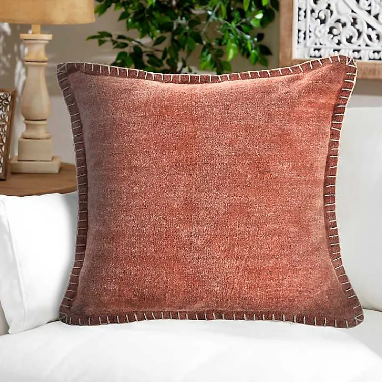 Pillows>Kirklands Home Clay Stitched Flange Velvet Throw Pillow Red