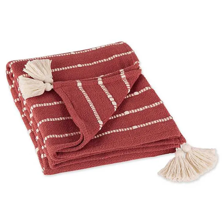 Blankets & Throws>Kirklands Home Clayoff Slub Stripe Decorative Throw Red
