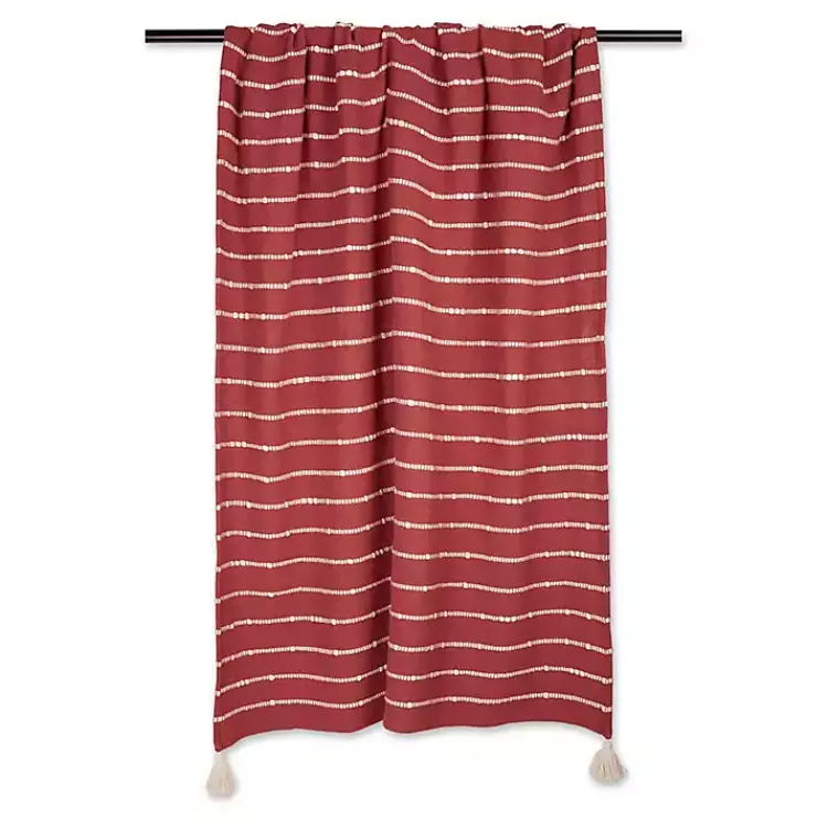 Blankets & Throws>Kirklands Home Clayoff Slub Stripe Decorative Throw Red
