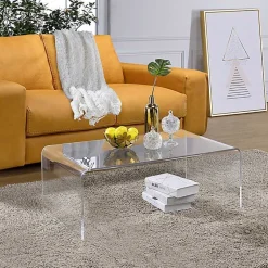 Kirklands Home Acrylic Curved Edge Coffee Table Clear New