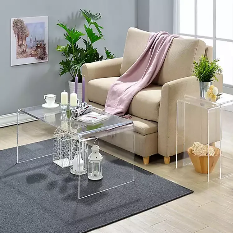 Kirklands Home Acrylic Curved Edge Coffee Table Clear New