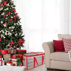 Seasonal Storage>Kirklands Home Clear and Red Zip 128-pc. Ornament Storage Box