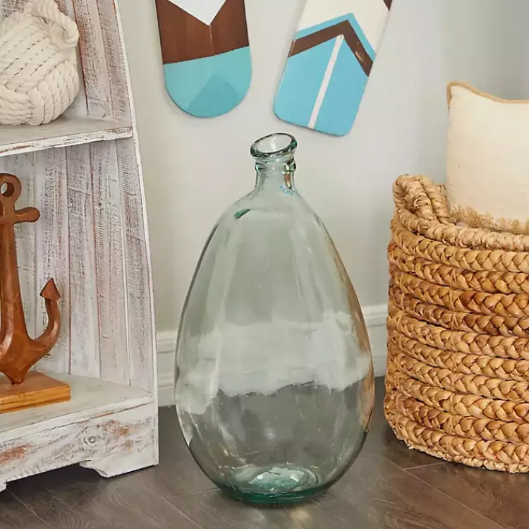 Vases>Kirklands Home Aqua Recycled Glass Vase Clear