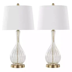 Kirklands Home Crackle Glass Penny Table Lamps, Set of 2 Clear Best