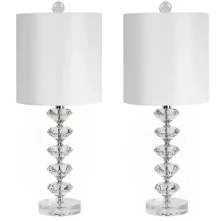 Kirklands Home Clear Crystal Spindle Table Lamps, Set of 2 White New