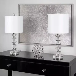 Kirklands Home Clear Crystal Spindle Table Lamps, Set of 2 White New